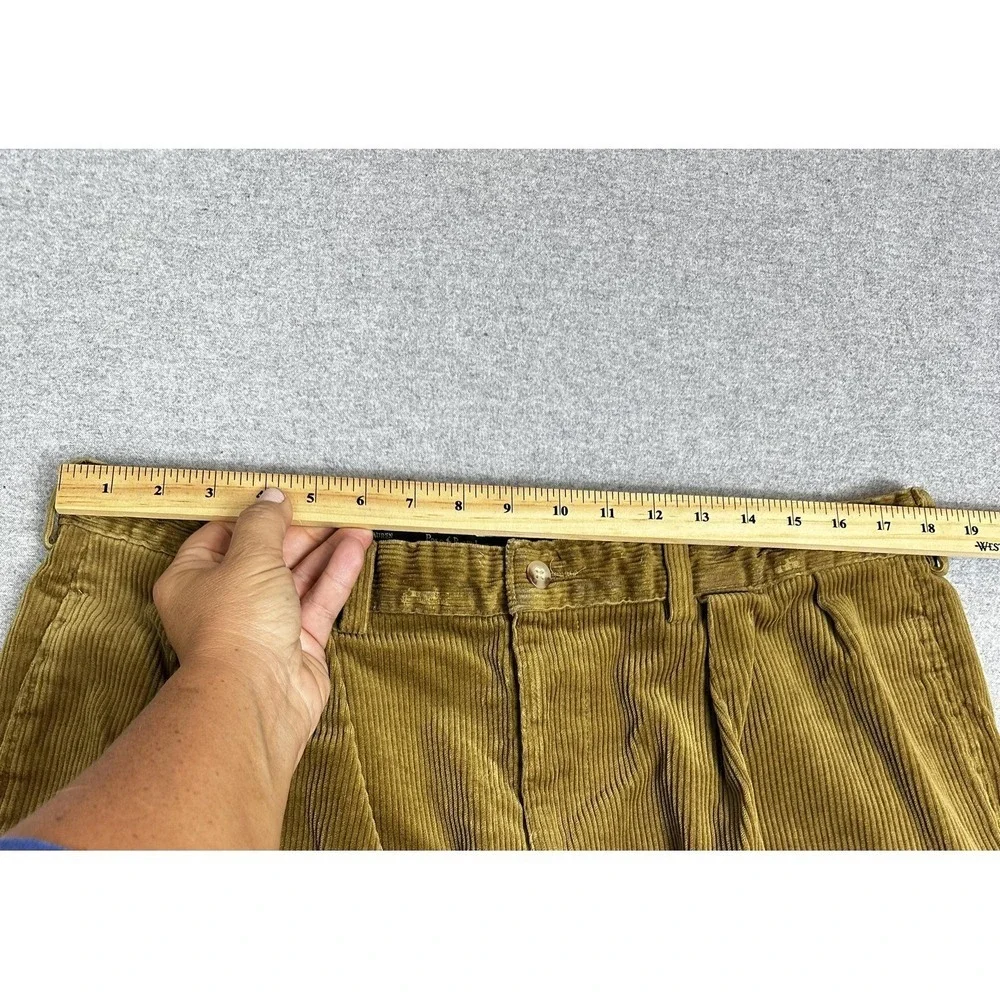Vintage Polo Ralph Lauren‎ Corduroy Pant Mens 38x30 Gold Double Pleat Made USA